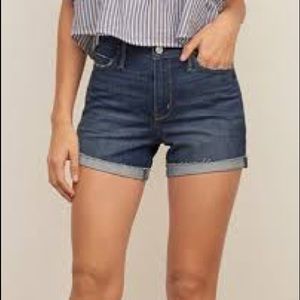 Dark wash high rise jean shorts